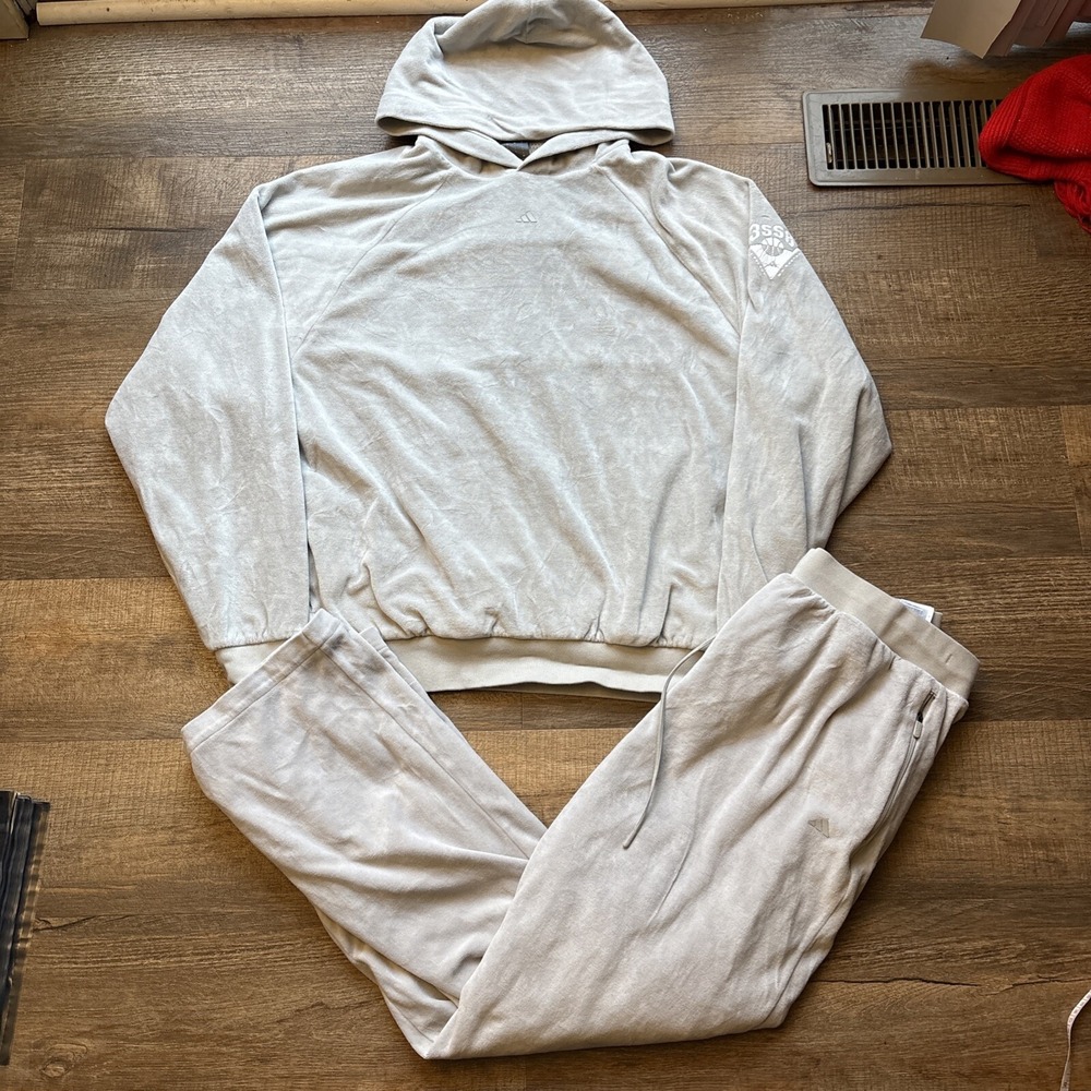 Mens Adidas BASKETBALL Fleece Hoodie & Sweat Pants Hooded Pullover Set Large